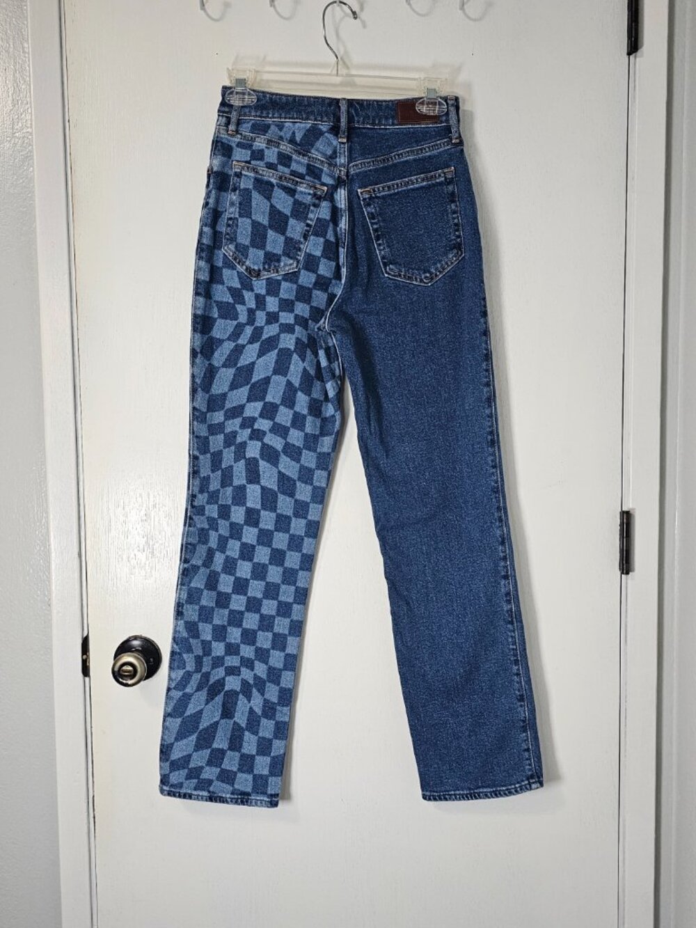 Hollister California Ultra High Rise Vintage Straight Blue Checker Jeans Size 25 - Picture 3 of 7